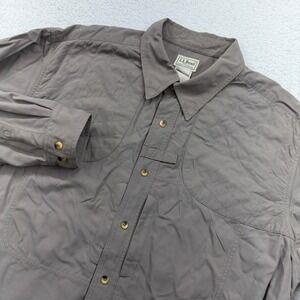LL Bean Mens XL Tall Nylon Shooting Shirt Taupe Brown Quilted Hunting Fishing